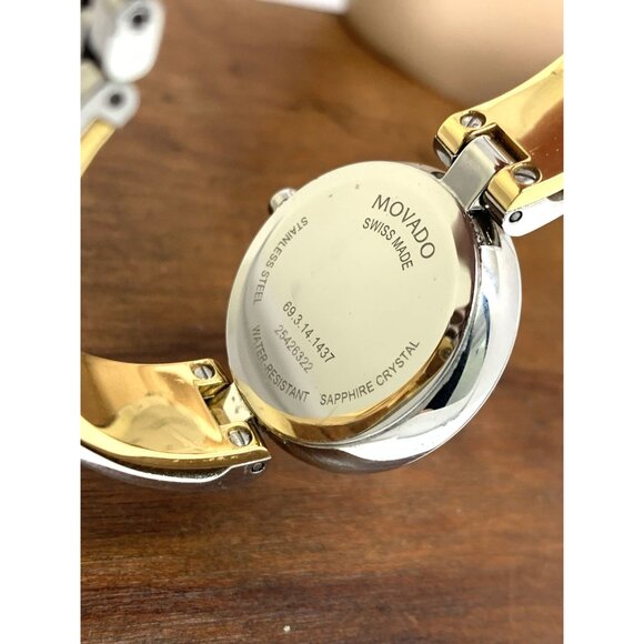 Movado Women's Watch 0607150 Aleena Swiss Quartz Petite 27mm Two Tone Bangle - Picture 7 of 14